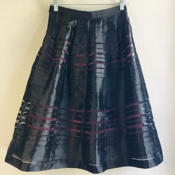 Black midi sheer stripe skirt with purple lining whimsygoth vampire gothic S - Picture 3 of 7